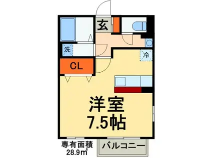 グレイスA・B(ワンルーム/2階)の間取り写真