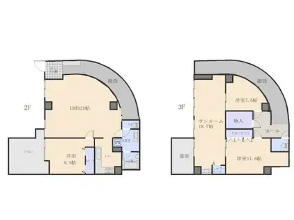 広島電鉄本線 観音町駅(広島) 徒歩2分 3階建 築43年(4SLDK/2階)の間取り写真