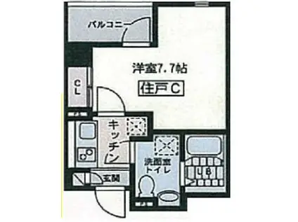 ラフィネ中延(1K/2階)の間取り写真