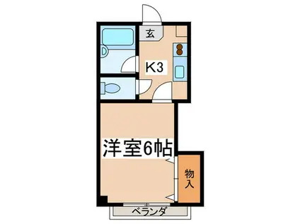 ロワール調布(1K/2階)の間取り写真