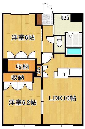 サザンクロス(2LDK/2階)の間取り写真