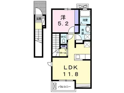 ペリドット鳴浜(1LDK/2階)の間取り写真
