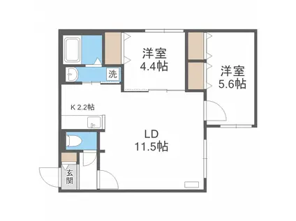 ブランシャールCIEL学園前(2LDK/1階)の間取り写真