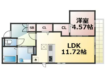 ル・ソレイユ寺田町II(1LDK/1階)の間取り写真
