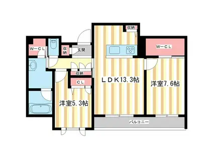 グランシャーメゾン新大宮(2LDK/1階)の間取り写真