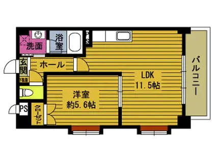 R71番館(1LDK/3階)の間取り写真