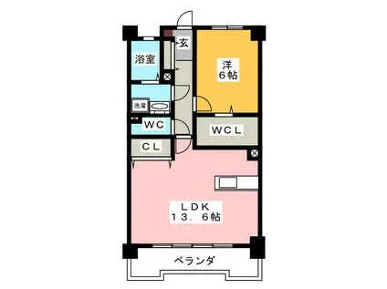 ロイヤルハイツワコーII(1LDK/3階)の間取り写真