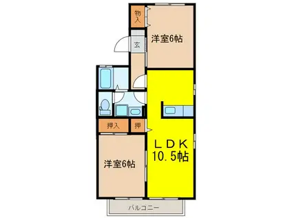 マンハッタンハイツA(2LDK/1階)の間取り写真