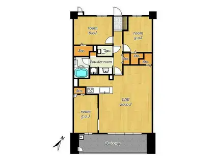 エイルマンション(3LDK/9階)の間取り写真