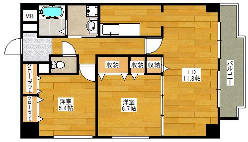 パシフィックマンションIV(2LDK/5階)の間取り写真