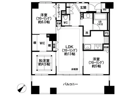 Dグラフォート加賀(3LDK/7階)の間取り写真