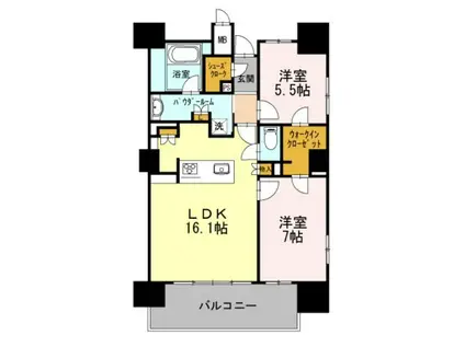 ロイヤルパークスERささしま ウエスト(2LDK/16階)の間取り写真