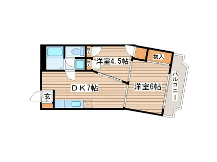 BAU長町(2DK/2階)の間取り写真
