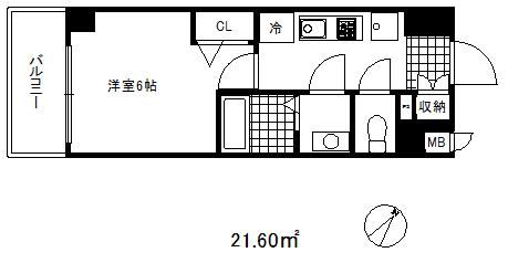 プレサンス神戸元町ベルシオン(1K/15階)の間取り写真