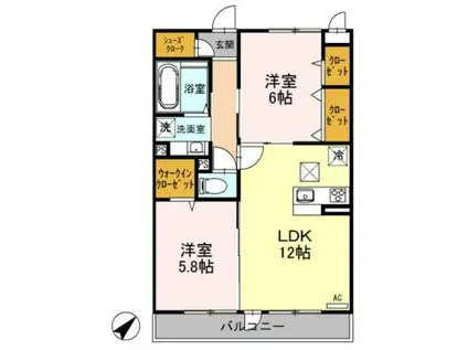 ルシエール上尾原市(2LDK/3階)の間取り写真