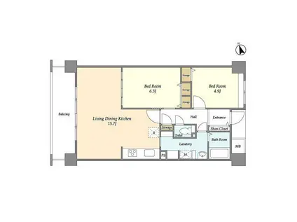 アーバンライフ目白駅前(2LDK/5階)の間取り写真