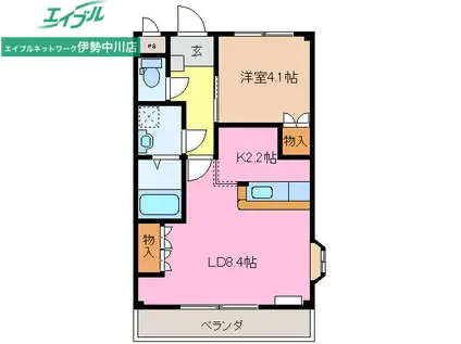 フルスパッセンA(1LDK/2階)の間取り写真