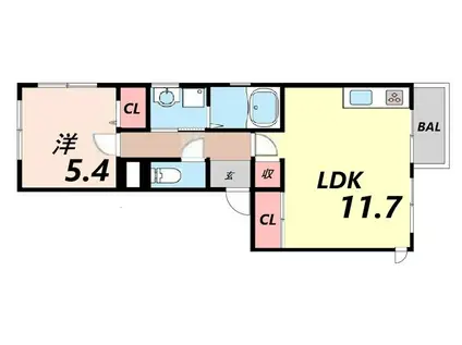 泉マンション(1LDK/3階)の間取り写真