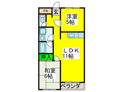 マンションエトワール(2LDK/3階)の間取り写真