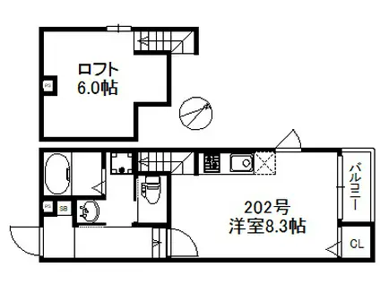 シーサイドポラリス(ワンルーム/2階)の間取り写真