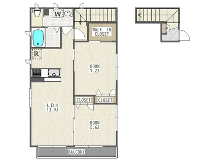 CHARMEKINUTA(2LDK/2階)の間取り写真