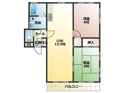 ハイム優(2LDK/2階)の間取り写真