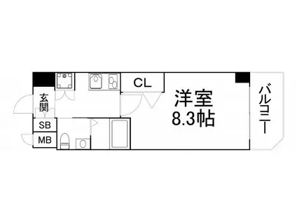 ディナスティ玉造(1K/4階)の間取り写真