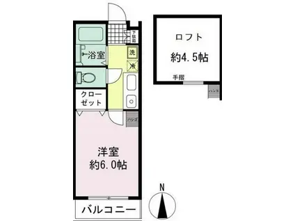 ステュディオK(1K/2階)の間取り写真