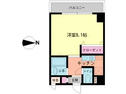 ラグーン上大岡(1K/4階)の間取り写真