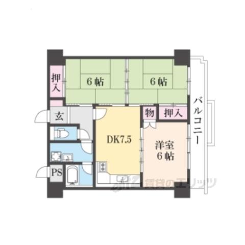 GREENRESIDENCE長浜(3DK/4階)の間取り写真