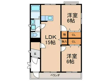 ロイヤル加藤N棟(2LDK/2階)の間取り写真