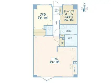 アクシルコート調布国領(1SLDK/9階)の間取り写真