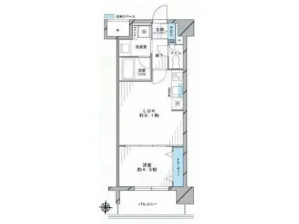 シティインデックス錦糸町(1LDK/9階)の間取り写真