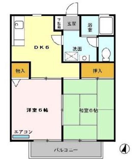 グレイス・パル I棟(2DK/2階)の間取り写真
