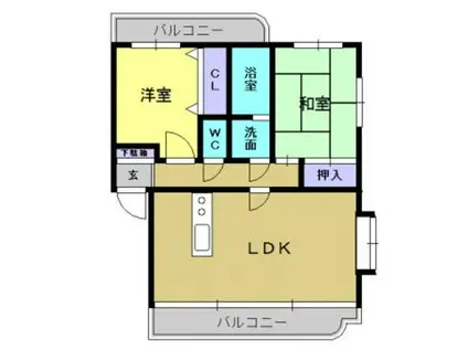 アバンティーII(2LDK/2階)の間取り写真