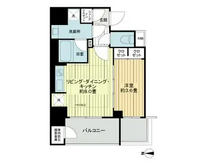 プレサンスロジェ天王寺真田山公園(1LDK/5階)の間取り写真