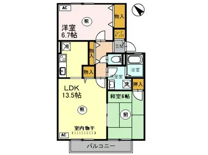 ヴィクトワール(2LDK/2階)の間取り写真