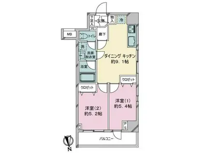 アイル大手町(1K/3階)の間取り写真