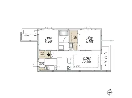 パストラル光が丘(2LDK/2階)の間取り写真