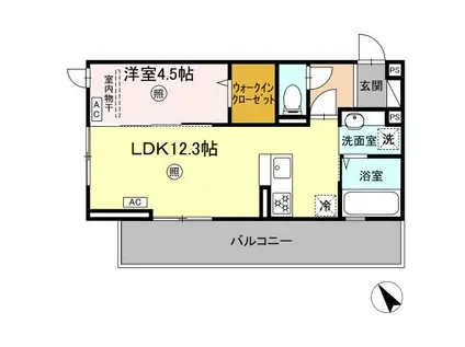インフィニティ新八代(1LDK/2階)の間取り写真