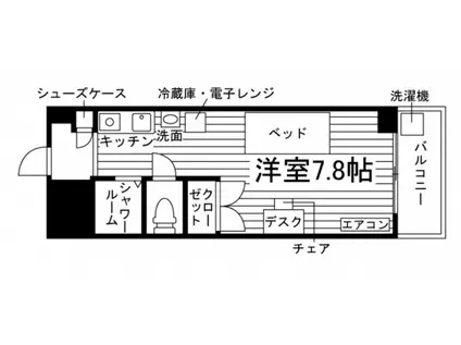 ロイヤルリッチ(ワンルーム/7階)の間取り写真