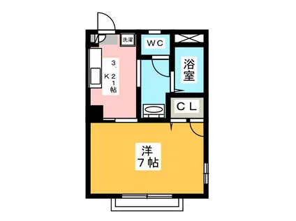 ガーデンヒル(1K/2階)の間取り写真