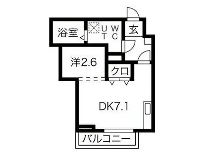 メリディアン北仙台(1DK/3階)の間取り写真