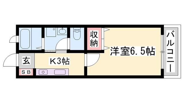 ウエストヒルズ(1K/2階)の間取り写真