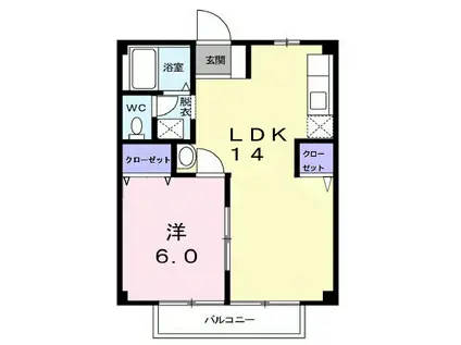 コーポサンスカイE(1LDK/1階)の間取り写真