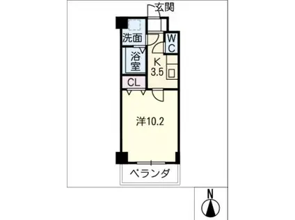 ハピネス鶴田町マンション(1K/3階)の間取り写真