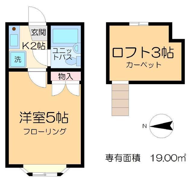 ラグリオス金町(1K/2階)の間取り写真