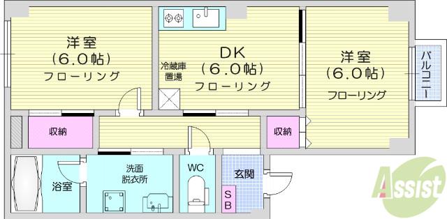 シティハイツ秋櫻(2DK/1階)の間取り写真