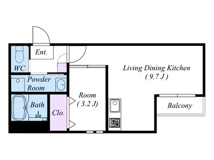 GRANDTIC 原木中山(1LDK/1階)の間取り写真