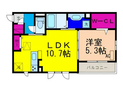 飛鳥III(1LDK/2階)の間取り写真